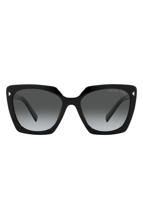 prada rectangle acetate sunglasses - black|Prada 55mm square sunglasses.